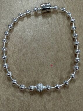 Pandora Silver Beaded Bracelet with Pavé Accent new no box